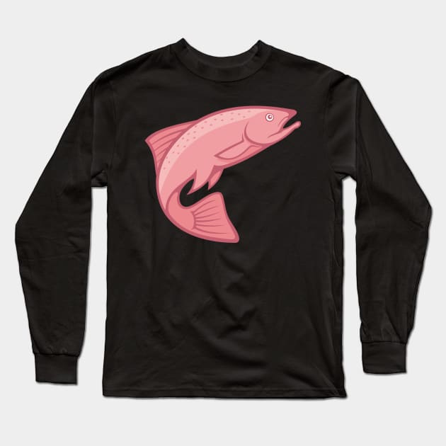 Salmon Lineart Long Sleeve T-Shirt by sifis